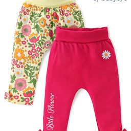 Babyoye Eco Conscious 100% Cotton with Eco Jiva Finish Solid Dyed Leggings Floral Print Pack Of 2 - Multicolor-image-46