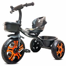Kidsmate Ninja Plug N Play Durable Kids/Baby Tricycle, Storage Basket, Cushion Seat and Seat Belt for Boys/Girls/Carrying Capacity Upto 30 Kgs (Black-Orange)-image-87