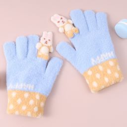 Babyhug Woollen Gloves with Bunny & Polka Dots Design -  Blue-image-38