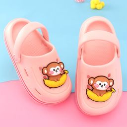 Oh! Pair Slip On Sliders with Monkey Applique  - Pink-image-60