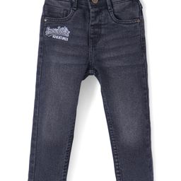 Babyhug Denim Washed Full Length Jeans With Stretch & Text Print - Black-image-14