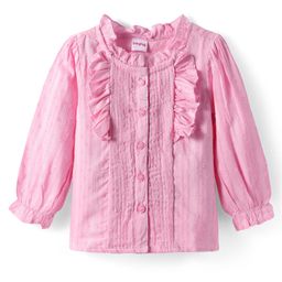 Babyhug Rayon Woven Full Sleeves Top with Frill Detailing - Pink-image-55