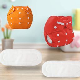 Sparkle Joy Washable & Reusable Cloth Diapers/Nappies Combo Pack of 2 Free size With 2 organic cotton White inserts - Red & Orange-5