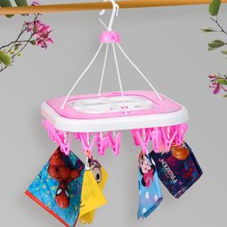 Kuber Industries Cloth Drying Hanger with 36 Clips - Pink-20
