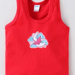 Tango Single Jersey Knit Sleeveless Vest with Moon Print - Red-picture-14