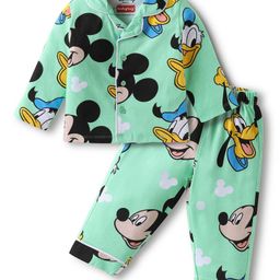 Babyhug Disney Single Jersey Knit Full Sleeves Night Suit With Mickey Mouse Family Print - Sea Green-picture-20
