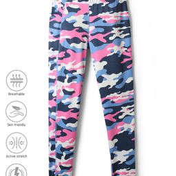 Pine Active Knit Full Length Super Stretch Leggings with Camouflage Print - Pink-image-65
