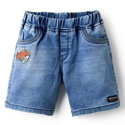 Olio Kids Knit Above Knee Length Denim Jeans With Text Print - Light Blue-image-89