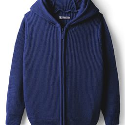 Pine Kids Knit Full Sleeves Solid Color Hooded Front Open Sweater - Navy Blue-picture-21