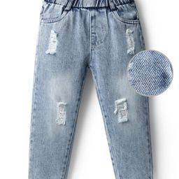 Mark & Mia Cotton Full Length Distressed Jeans - Light Blue-picture-25
