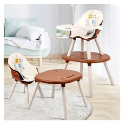 R for Rabbit 3-in-1 Convertible Kids Feeding Cum High Chair Compact Fold|Dual Meal Trays|Travel Friendly|BPA Free Anti-Slip Seat - Brown & Cream-image-88