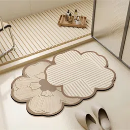 SYGA Non-Slip Twin Bloom Harmony Bathroom & Door Mat - Mocha Cream Design, Absorbent & Stain-Resistant Floor Mat, 40 x 60 cm-picture-48