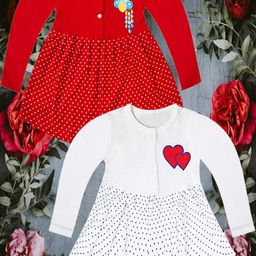 KidzzCart Girls Pack of 2 Polka Dot Printed Fit & Flare Dress-image-90