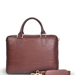 MAI SOLI Unisex Textured Leather Laptop Bag-17