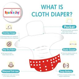 Sparkle Joy Washable & Reusable Cloth Diaper Pocket Without Inserts - Orange image 2