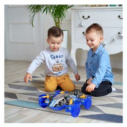 Planet of Toys Shark Shape Electric Plane | Lift & Spin Function | 360-Degree Rotation | Automatic Lifting & Lowering | Rotating Propeller | Music & Cool Lights | Exciting Action Toy for Kids - Blue image 2