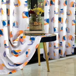 Cortina Orange & White Set of 2 Quirky Door Curtain-7