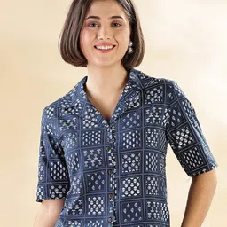 Anouk Women Floral Printed Cotton Shirt Style Crop Top-picture-17