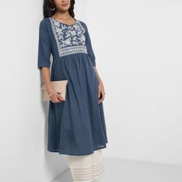 RANGMANCH BY PANTALOONS Women Embroidered Gotta Patti Kurta-image-82