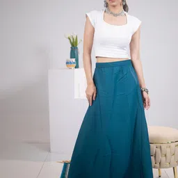 SUNEKH Self-Design Cotton Maxi Flared Skirt-picture-24