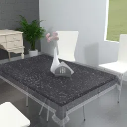 TANLOOMS Transparent & Silver Toned Waterproof 4-Seater Table Cover-image-89