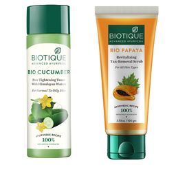 Biotique Set Of Sustainable Bio Cucumber Toner & Bio Papaya Tan-Removal Scrub-45