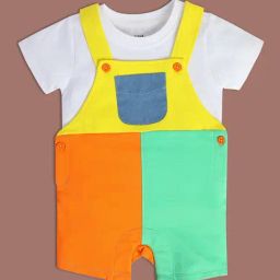 MINIKLUB Kids Multicolor Color Block Dungaree with T-Shirt-picture-0