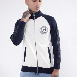 Lindbergh Off White Cotton Regular Fit Colour-Blocked Sweatshirt-image-61