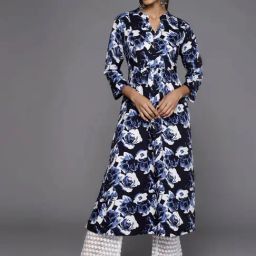 Varanga Navy Floral Print Straight Kurta-picture-23