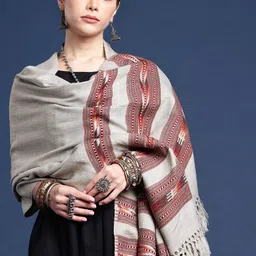 Taavi Geometric Woven Design Kullu Shawl-55