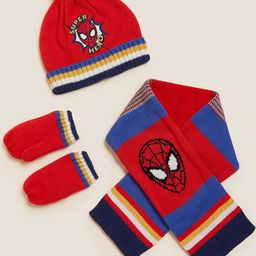 Marks & Spencer Boys Spider-Man Printed Acrylic Beanie Set-image-25