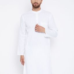 even Men White Striped Kurta-image-63