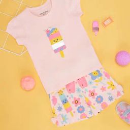 Pantaloons Baby Pink Cotton Printed T-Shirt Set-image-75