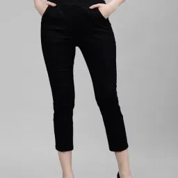 KASSUALLY Black Cotton Relaxed Fit High Rise Trousers-image-38