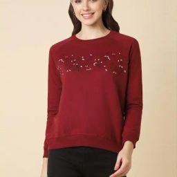 Allen Solly Maroon Cotton Printed Sweatshirt-picture-27