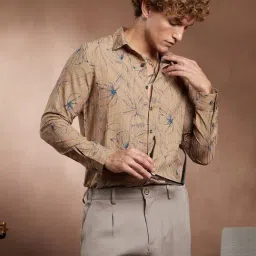 Campus Sutra Ash Brown Bloomline-Tactile Shirt-picture-43