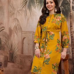 Sangria Women Floral Printed Layered Kurta with Trousers-image-87