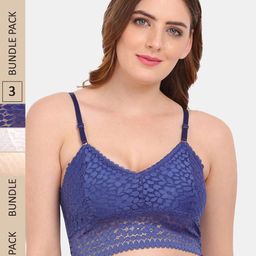 Amour Secret Pack of 3 Floral Lightly Padded Lace Bra PD53162_Dblu_Skn_Wht-image-87