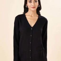 Rangmanch by Pantaloons Black Self Design Cardigan-24