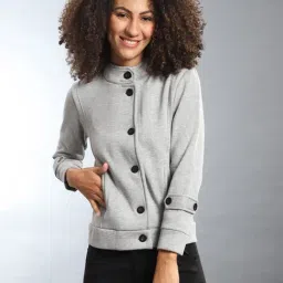 Campus Sutra Grey Regular Fit Jacket-image-91