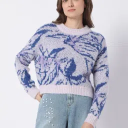 Vero Moda Lavender Self Design Sweater-image-98