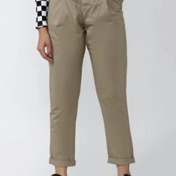 Forever 21 Khaki Regular Fit Pleated Trousers-image-70