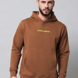 GRIFFEL Brown Full Sleeves Hooded Sweatshirt-image-58