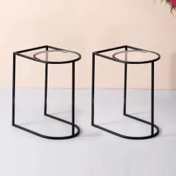 Nestroots Solid Black Iron Magazine Coffee Table - Set of 2-31