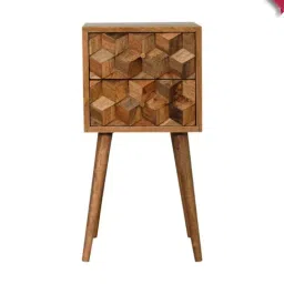 Artisan Furniture Solid Brown Mango Wood 2 Drawer Side Table-image-66