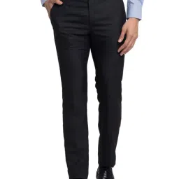 Raymond Dark Grey Slim Fit Self Pattern Trousers-image-7