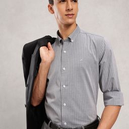 Nautica Men Premium Slim Fit Striped Pure Cotton Formal Shirt-image-7