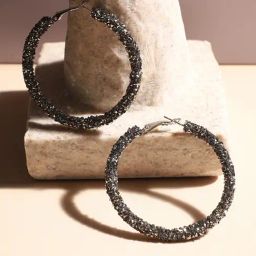 Sohi Embellished Cluster Silver Hoop Earrings-picture-14