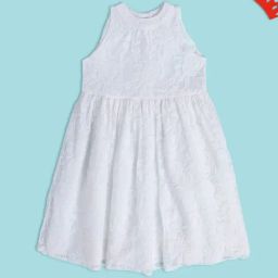 MINIKLUB Kids White Embroidered Dress-image-25