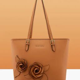 Caprese Apricot Bloom Faux Leather Tote-13